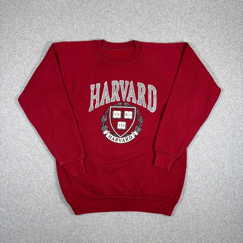 Vintage Harvard Sweatshirt Mens Large Red Raglan Sleeve Crewneck Pullover